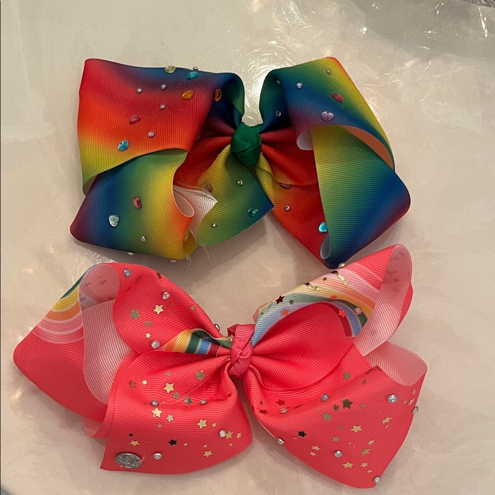 2 JOJO SIWA Colorful Rainbow and Tie Dye Hairbows